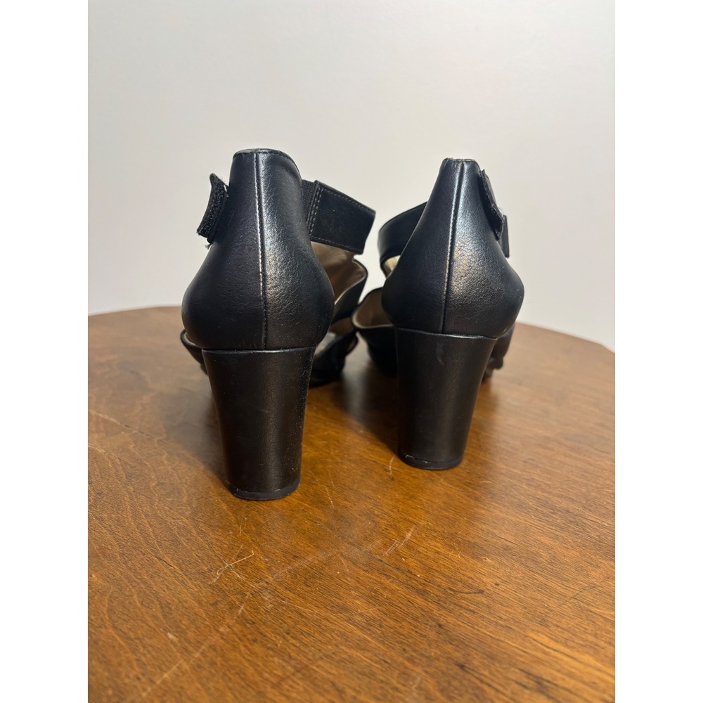 Naturalizer Lexie Black Leather Cutout Block‎ Heel Sandals Women's Size 8 - Picture 3 of 7